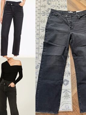 LOFT Asymmetrical Crisscross Washed Black Denim NWT